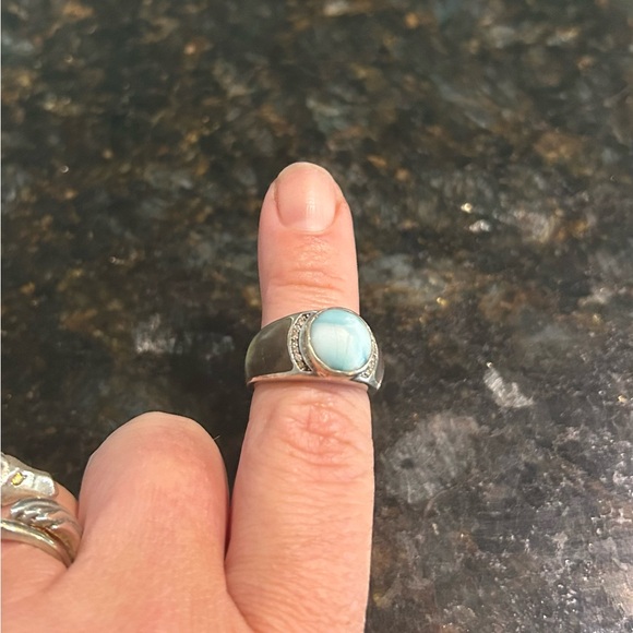 Limited Edition Marahlago Larimar and Mother of Pearl Ring - Picture 5 of 6